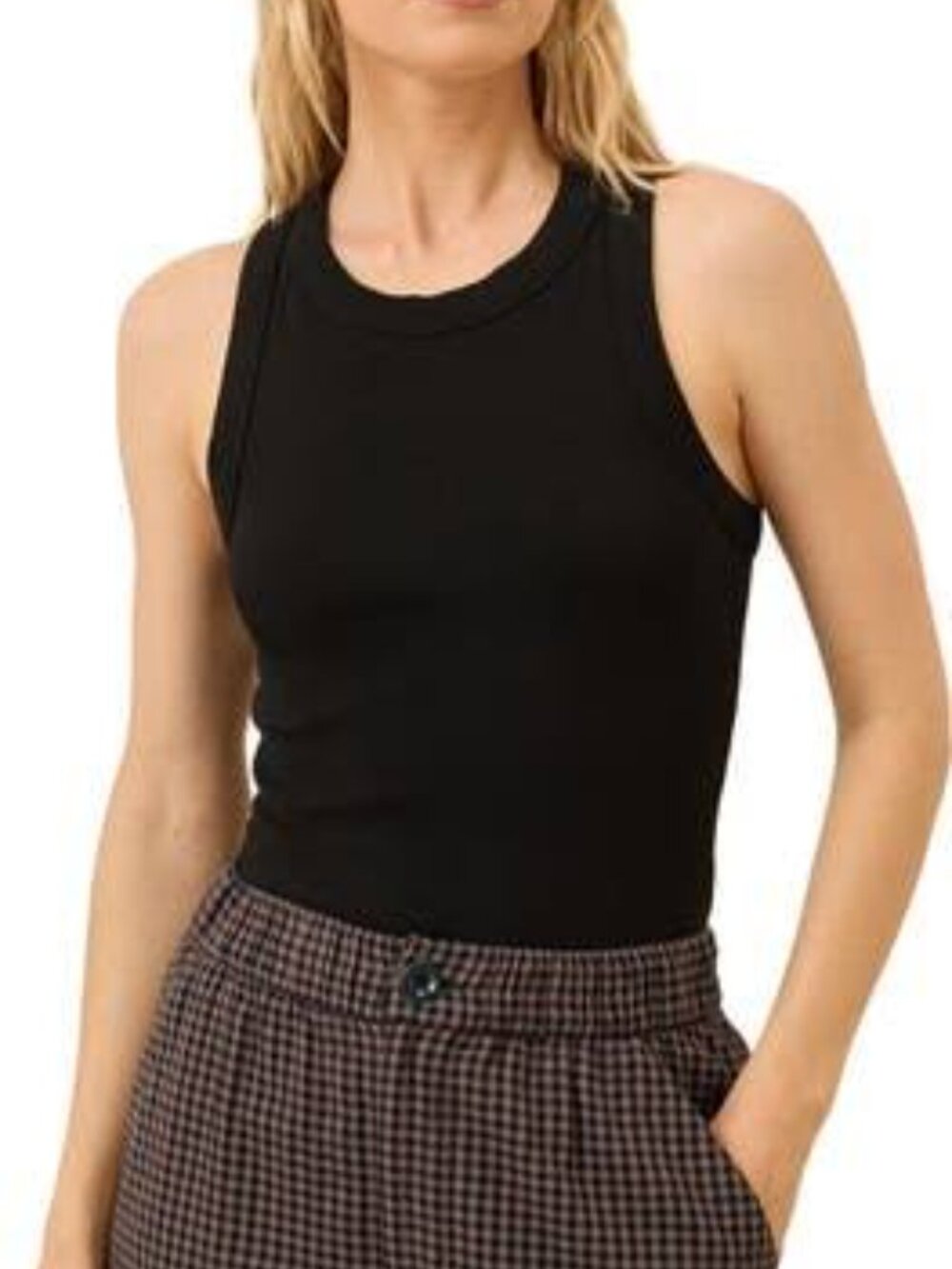PACT Perfect Rib Racerback Tank in Black Ribbed Sleeveless Top Womens Medium